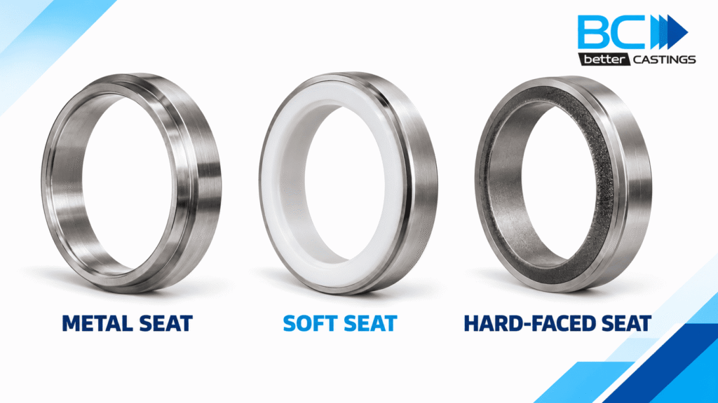 Comparison of metal, soft, and hard-faced valve seats used in industrial valves